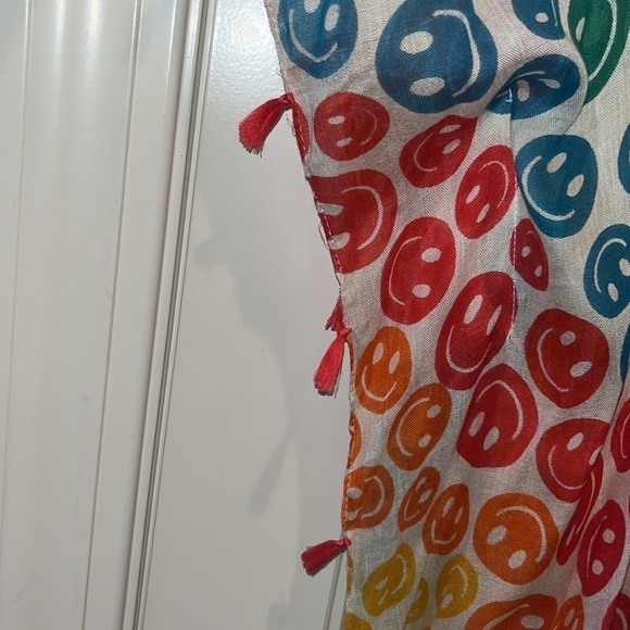 Cute smiley face rainbow lightweight poncho coverup one size boho hippie - Picture 4 of 16